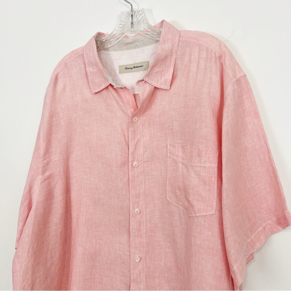 Tommy Bahama Linen Button Up Shirt Size XXL Light Orange Coral - Picture 2 of 8